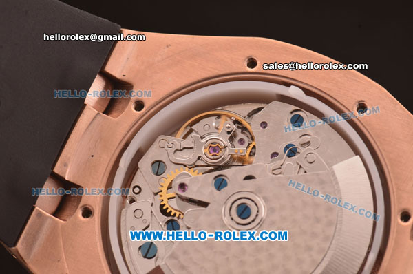 Audemars Piguet City of Sails Chronograph Swiss Valjoux 7750 Movement Rose Gold Case with White Dial and Black Rubber Strap - Click Image to Close